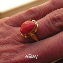 Coral Original Natural Heart Ring Silver Gold Made In Italy Handmade