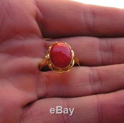 Coral Original Natural Heart Ring Silver Gold Made In Italy Handmade