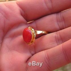 Coral Original Natural Heart Ring Silver Gold Made In Italy Handmade