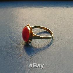 Coral Original Natural Heart Ring Silver Gold Made In Italy Handmade