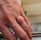 Coral Original Natural Heart Ring Silver Gold Made In Italy Handmade Size 8