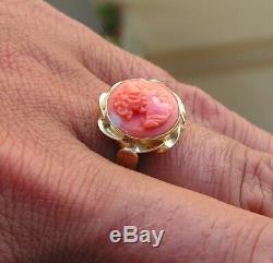 Coral Original Natural Heart Ring Silver Gold Made In Italy Handmade Size 8