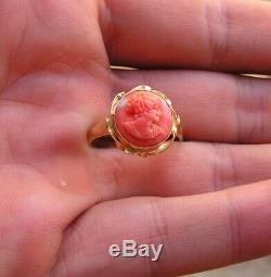 Coral Original Natural Heart Ring Silver Gold Made In Italy Handmade Size 8