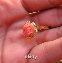 Coral Original Natural Heart Ring Silver Gold Made In Italy Handmade Size 8