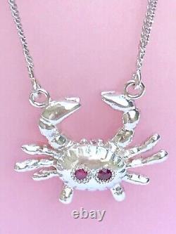 Crab Necklace Made In Sterling Silver With Ruby