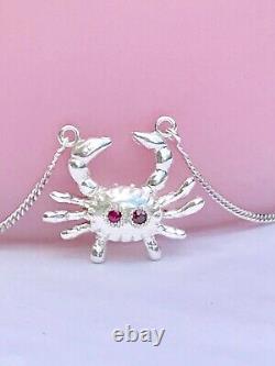 Crab Necklace Made In Sterling Silver With Ruby