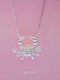 Crab Necklace Made In Sterling Silver With Ruby