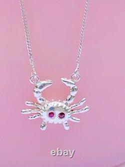 Crab Necklace Made In Sterling Silver With Ruby