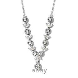 Ct 3.3 Sterling Silver Made with Finest Cubic Zirconia Cluster Necklace Size 18