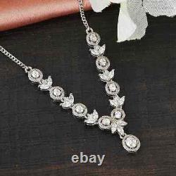 Ct 3.3 Sterling Silver Made with Finest Cubic Zirconia Cluster Necklace Size 18