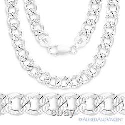 Cuban Curb 8mm Link Solid 925 Italy Sterling Silver Men's Italian Chain Necklace