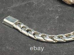 Cuban link, 925 STERLING SILVER, hand made, over 80 gr, box lock, biker bracelet #2