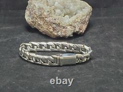 Cuban link, 925 STERLING SILVER, hand made, over 80 gr, box lock, biker bracelet #2