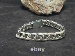 Cuban link, 925 STERLING SILVER, hand made, over 80 gr, box lock, biker bracelet #2