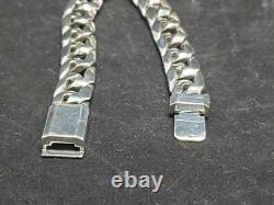 Cuban link, 925 STERLING SILVER, hand made, over 80 gr, box lock, biker bracelet #2