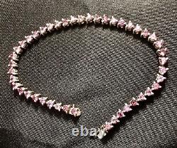 Custom Made 8 Inch Sterling Silver Natural Pink Rhodalite Tennis bracelet