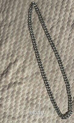 Custom Made 925 Sterling Silver 13mm 24inch Simulated diamond Cuban Link Chain