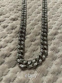 Custom Made 925 Sterling Silver 13mm 24inch Simulated diamond Cuban Link Chain