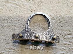 Custom Made Emerald Oxidized Sterling Silver 8.5 11.5 Grams