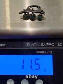 Custom Made Emerald Oxidized Sterling Silver 8.5 11.5 Grams