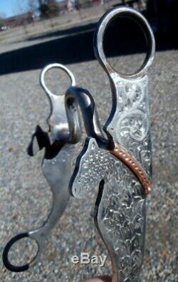 Custom Made Engraved Sterling Silver Horse Head Curb Bit by Stanfill