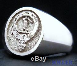 Custom Made Family Crest Signet Ring Engraved Sterling Silver By Joller
