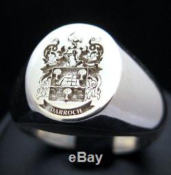 Custom Made Family Crest Signet Ring Engraved Sterling Silver By Joller