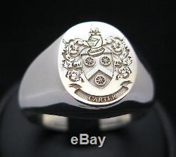 Custom Made Family Crest Signet Ring Engraved Sterling Silver By Joller