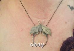 Custom Made Oxidized Sterling Silver Woodland Moth Pendant/Necklace 18