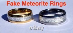 Custom Made Real Gibeon Meteorite Ring Wedding Band #037 In Sterling Silver