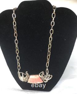 Custom Made Sterling Silver And Rhodochrosite Statment Necklace By Margo