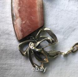 Custom Made Sterling Silver And Rhodochrosite Statment Necklace By Margo