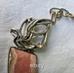 Custom Made Sterling Silver And Rhodochrosite Statment Necklace By Margo