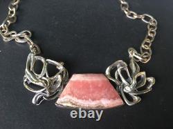 Custom Made Sterling Silver And Rhodochrosite Statment Necklace By Margo