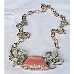Custom Made Sterling Silver And Rhodochrosite Statment Necklace By Margo 925