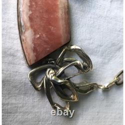 Custom Made Sterling Silver And Rhodochrosite Statment Necklace By Margo 925