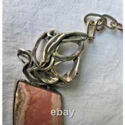 Custom Made Sterling Silver And Rhodochrosite Statment Necklace By Margo 925