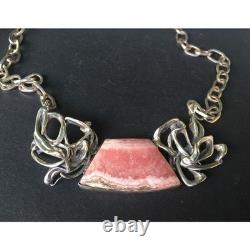 Custom Made Sterling Silver And Rhodochrosite Statment Necklace By Margo 925