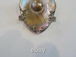 Custom Made Sterling Silver, Blister Pearl & Amethyst 2.75 Pendant