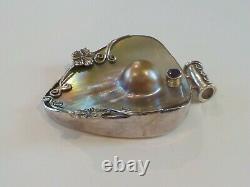 Custom Made Sterling Silver, Blister Pearl & Amethyst 2.75 Pendant