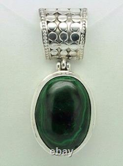 Custom Made Sterling Silver Extra Large Malachite Dot Pendant