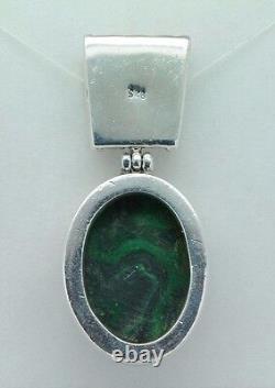 Custom Made Sterling Silver Extra Large Malachite Dot Pendant