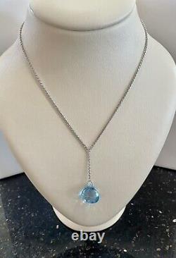 Custom Made Sterling Silver Facetted Genuine Blue Topaz Briolette Y-Necklace