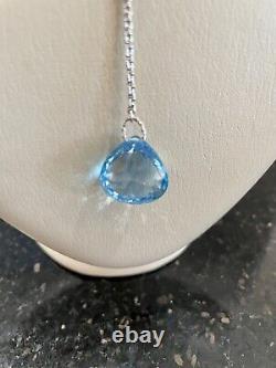 Custom Made Sterling Silver Facetted Genuine Blue Topaz Briolette Y-Necklace