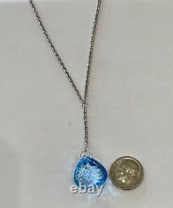 Custom Made Sterling Silver Facetted Genuine Blue Topaz Briolette Y-Necklace