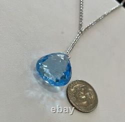 Custom Made Sterling Silver Facetted Genuine Blue Topaz Briolette Y-Necklace
