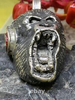 Custom Made Sterling Silver Gorilla Wearing Head Phone Pendent 39.5 Grams