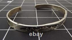 Custom Made Sterling Silver MOUNTAIN VIEW With14K MOON Cuff Bangle Bracelet