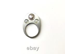 Custom Made Sterling Silver Natural Pearl Ring Size 6