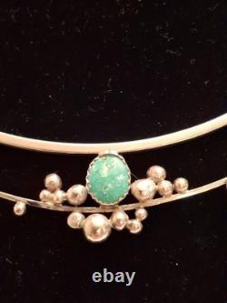 Custom Made Sterling Silver Necklace With Turquoise Stones Marked RMW'79